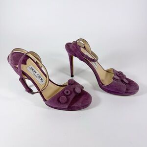 Jimmy Choo Suede Purple Open-Toe Heels